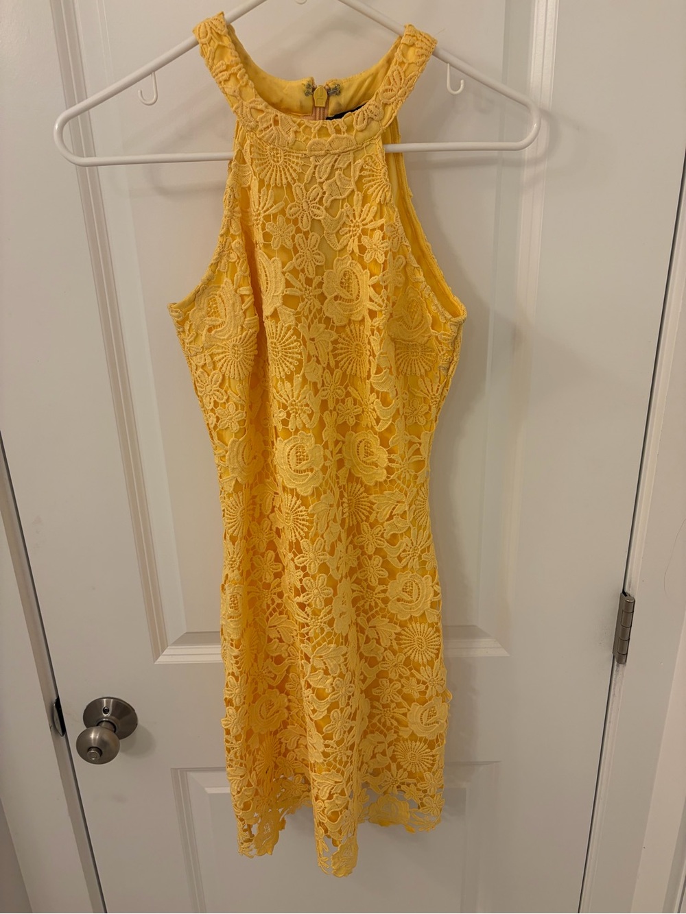 Lulu’s Love Poem Yellow Lace Mini Dress Size